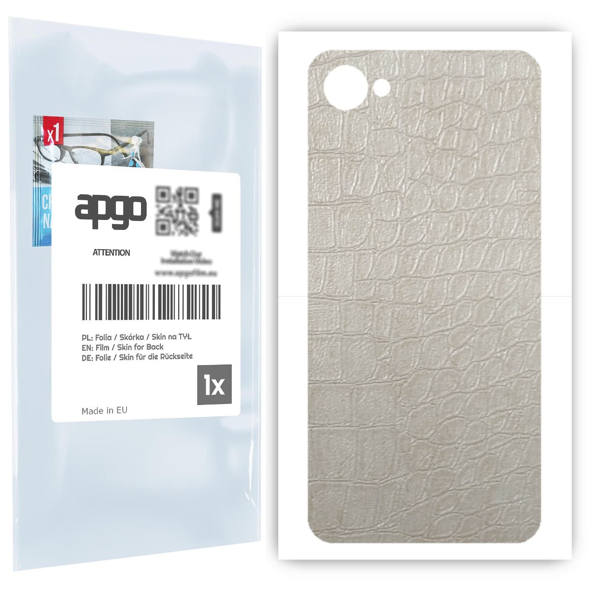 Folia naklejka skórka strukturalna na TYŁ do HTC Desire 12 -  Skóra Krokodyla Biała - apgo SKINS