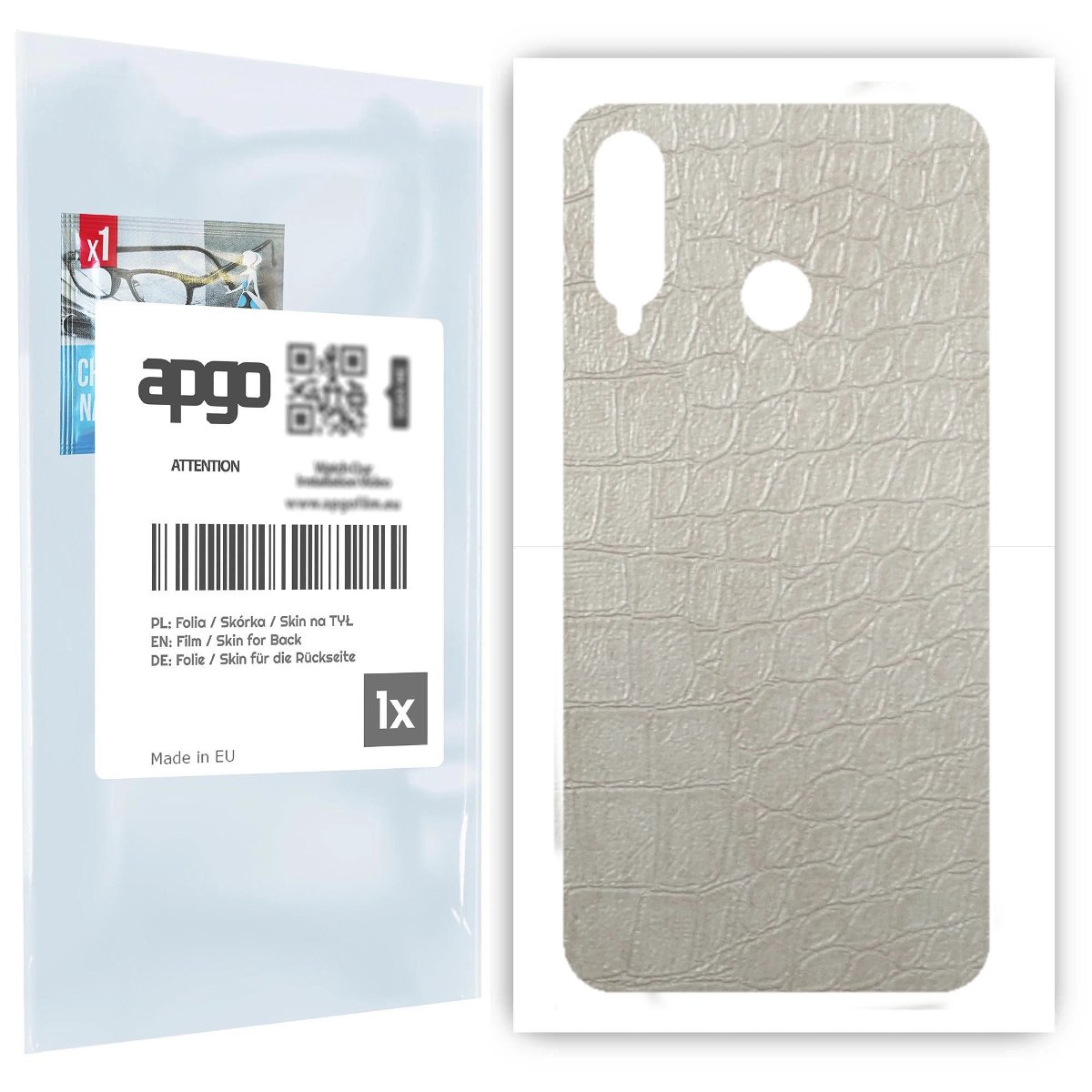 Folia naklejka skórka strukturalna na TYŁ do Huawei P30 lite -  Skóra Krokodyla Biała - apgo SKINS