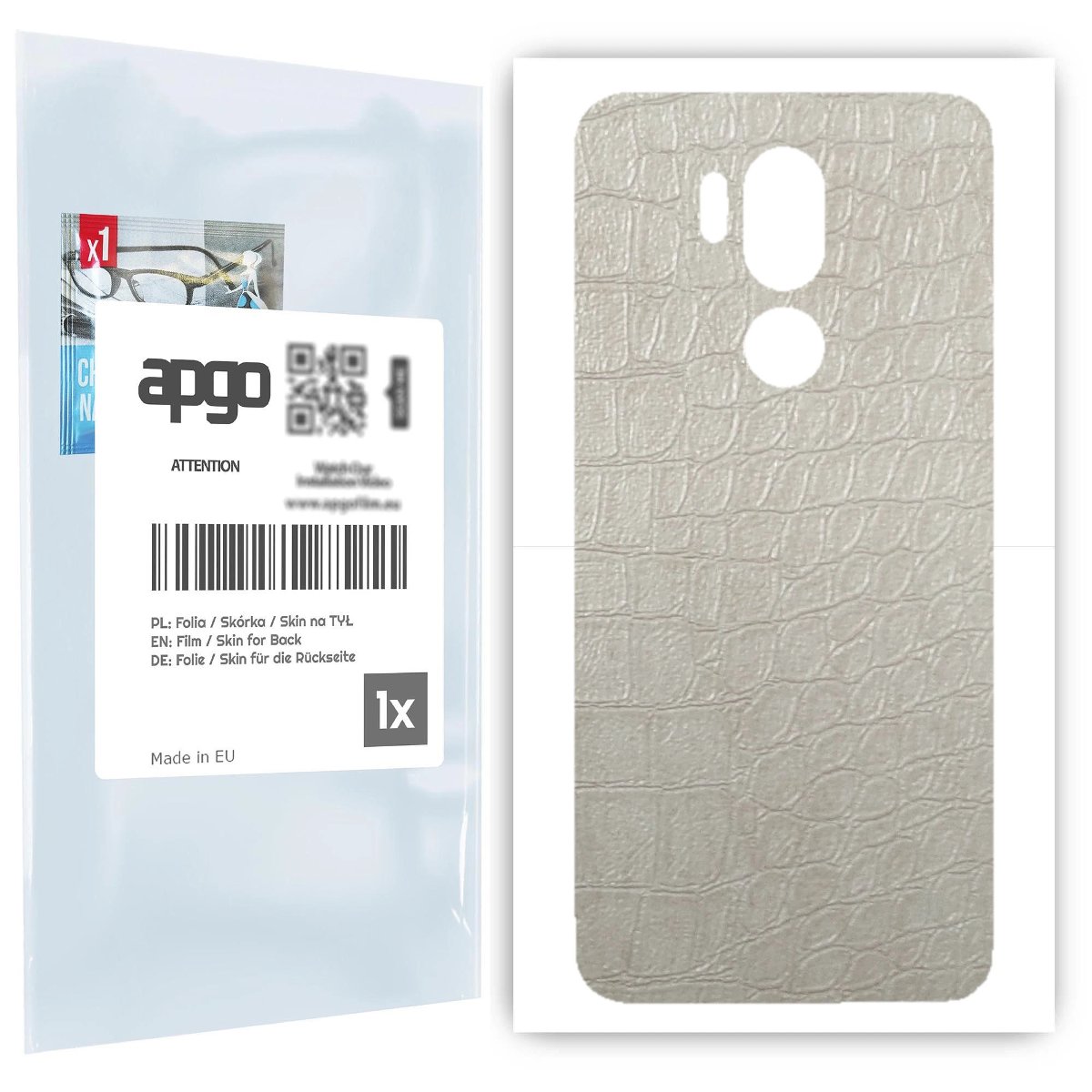Folia naklejka skórka strukturalna na TYŁ do LG G7 ThinQ -  Skóra Krokodyla Biała - apgo SKINS