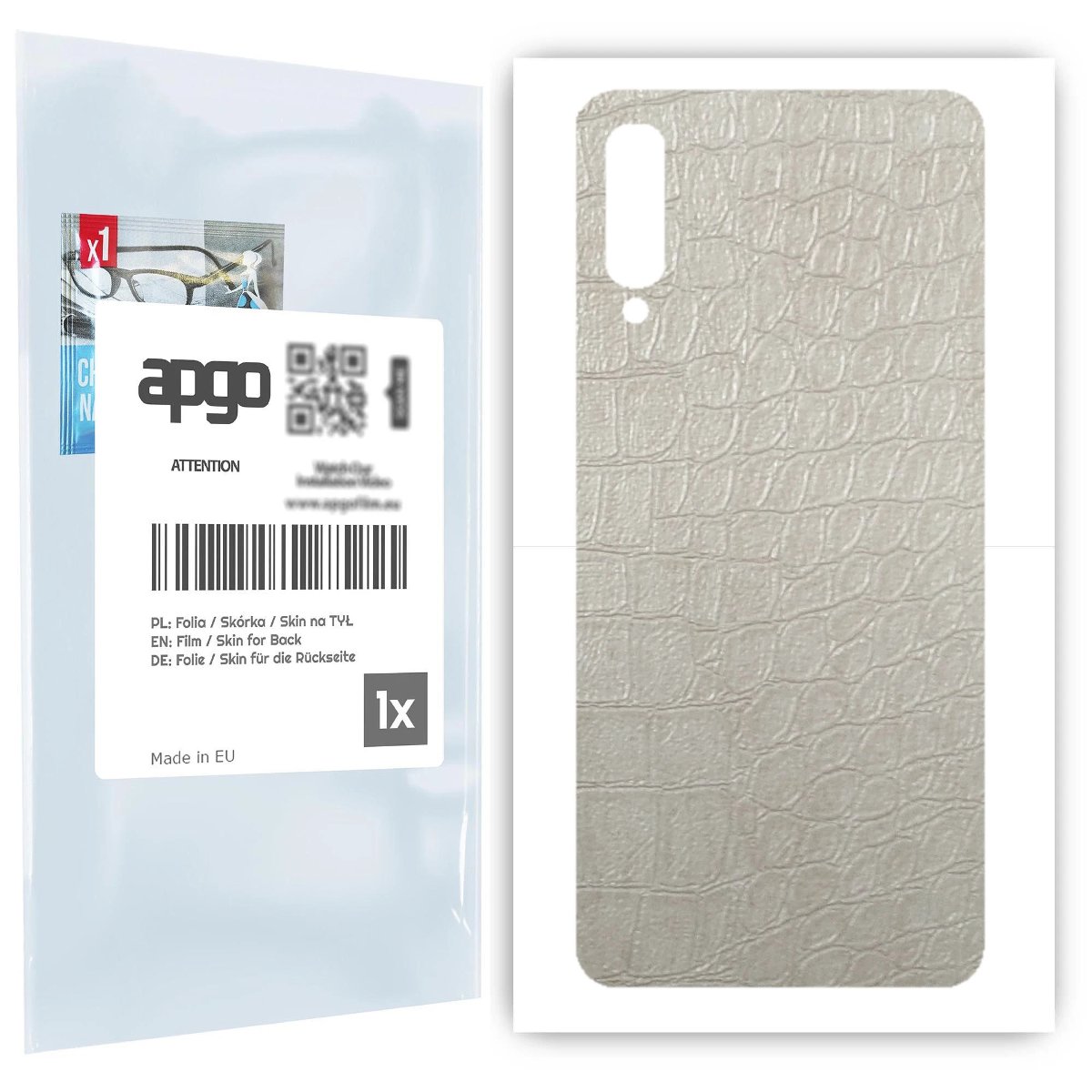 Folia naklejka skórka strukturalna na TYŁ do Samsung Galaxy A50 -  Skóra Krokodyla Biała - apgo SKINS