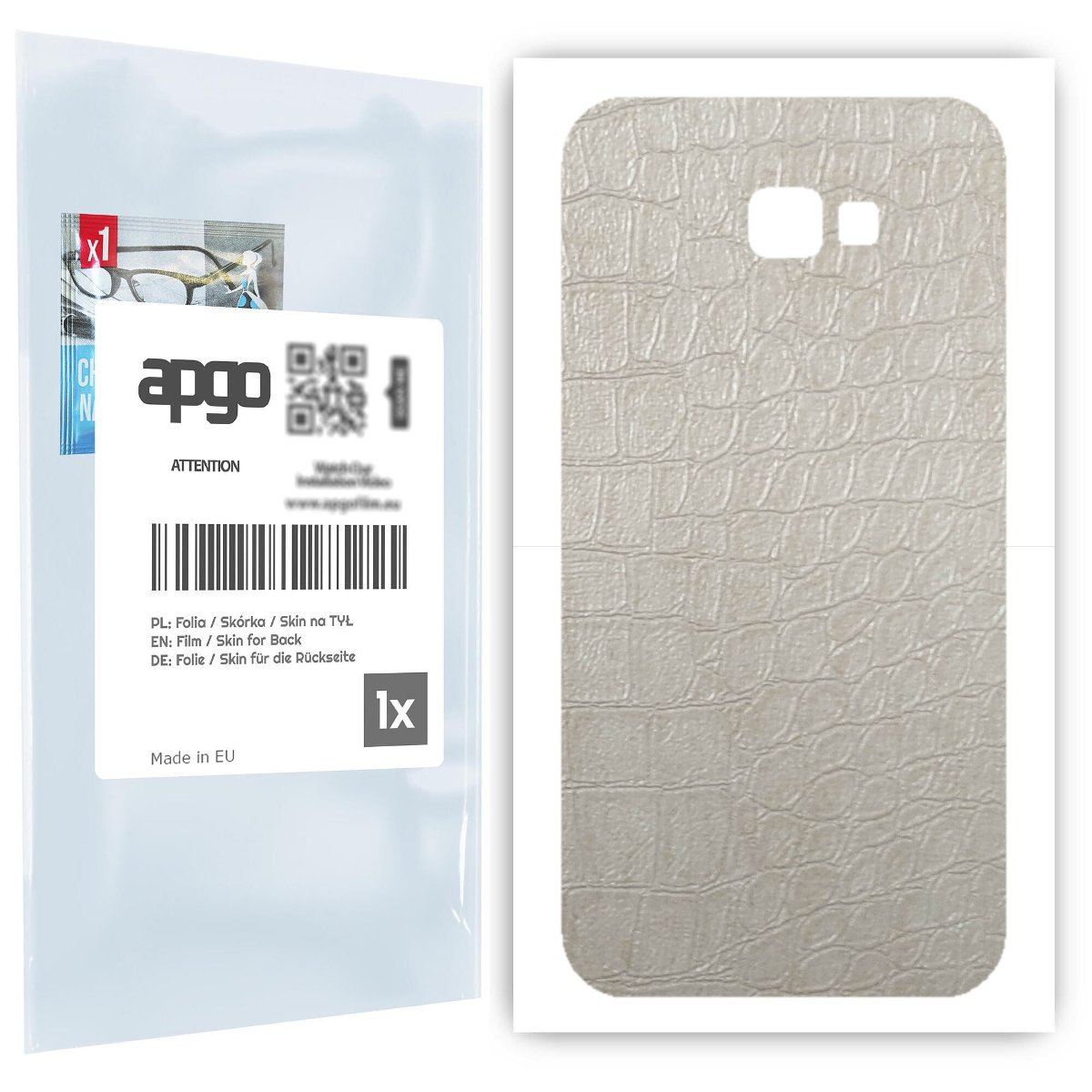 Folia naklejka skórka strukturalna na TYŁ do Samsung Galaxy A7 (2017) -  Skóra Krokodyla Biała - apgo SKINS