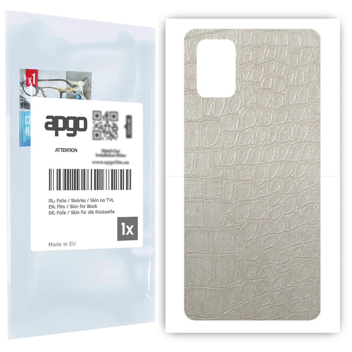 Folia naklejka skórka strukturalna na TYŁ do Samsung Galaxy A71 -  Skóra Krokodyla Biała - apgo SKINS