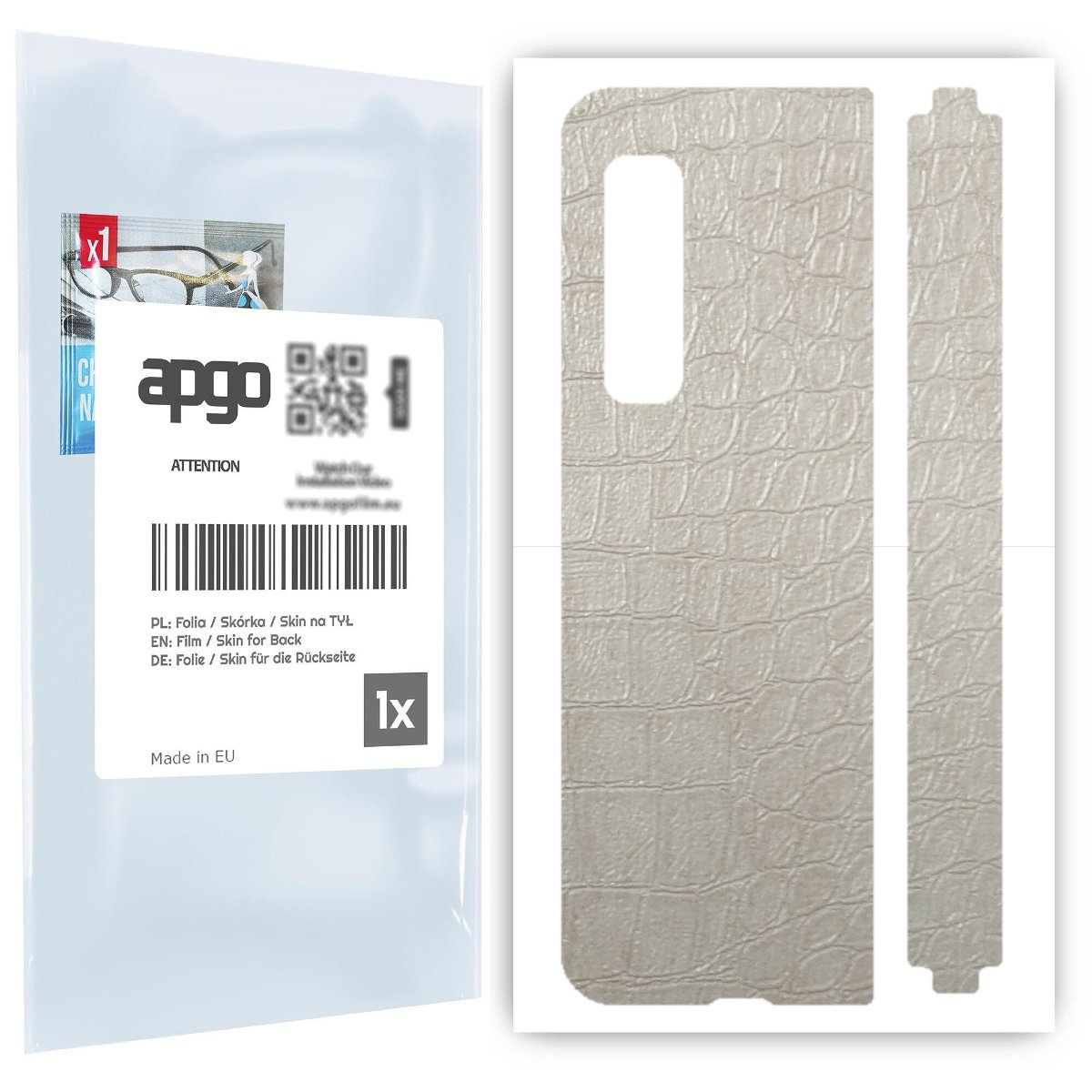 Folia naklejka skórka strukturalna na TYŁ do Samsung Galaxy Fold 5G -  Skóra Krokodyla Biała - apgo SKINS