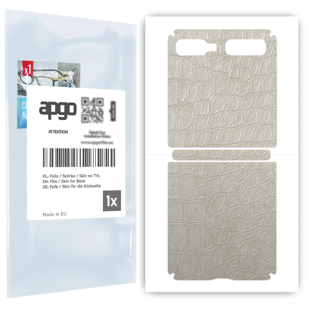 Folia naklejka skórka strukturalna na TYŁ do Samsung Galaxy Z Flip -  Skóra Krokodyla Biała - apgo SKINS