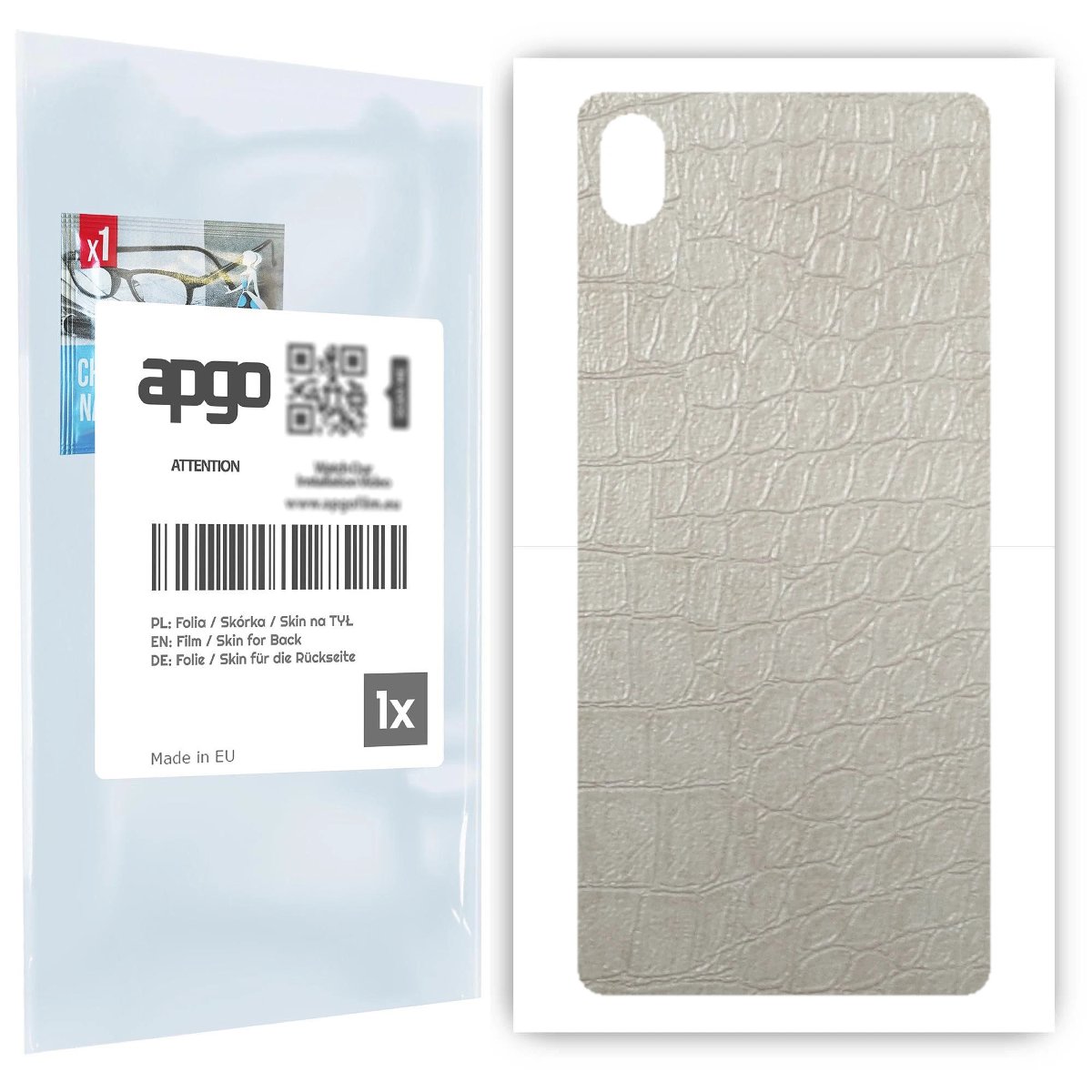 Folia naklejka skórka strukturalna na TYŁ do Sony Xperia L3 -  Skóra Krokodyla Biała - apgo SKINS