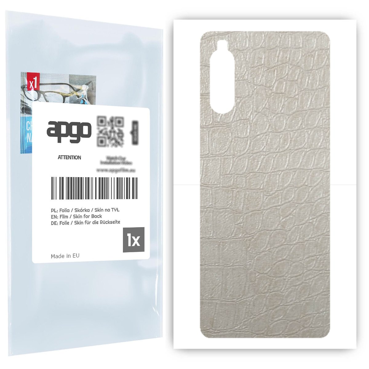 Folia naklejka skórka strukturalna na TYŁ do Sony Xperia 10 II -  Skóra Krokodyla Biała - apgo SKINS