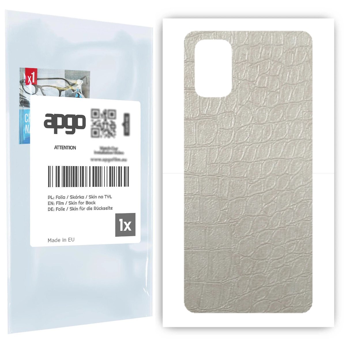 Folia naklejka skórka strukturalna na TYŁ do Samsung Galaxy M31s -  Skóra Krokodyla Biała - apgo SKINS