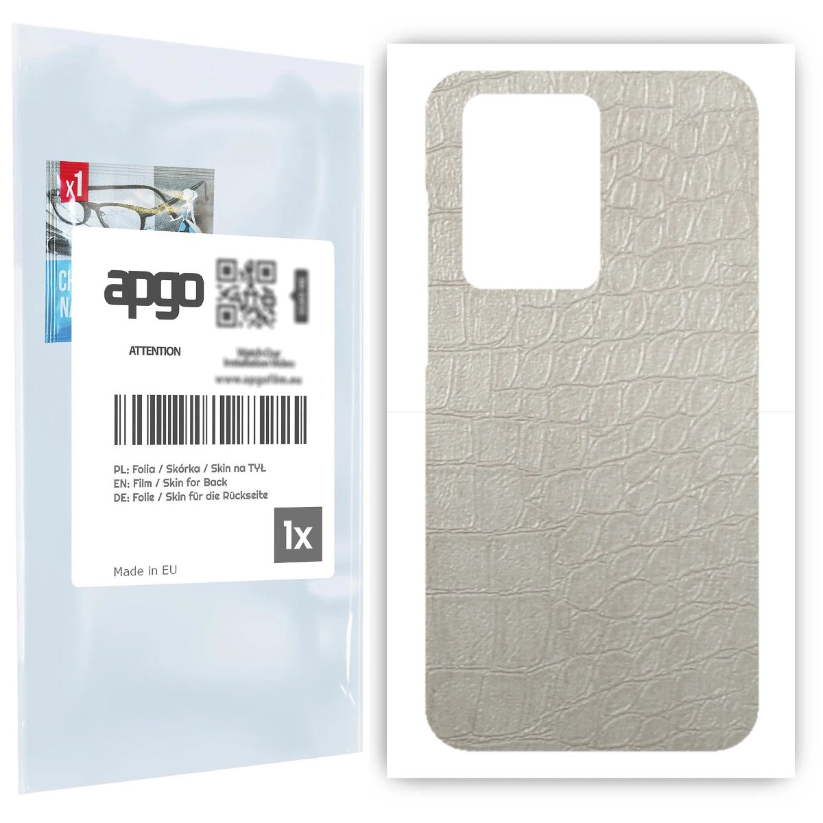 Folia naklejka skórka strukturalna na TYŁ do Samsung Galaxy S20 Ultra -  Skóra Krokodyla Biała - apgo SKINS