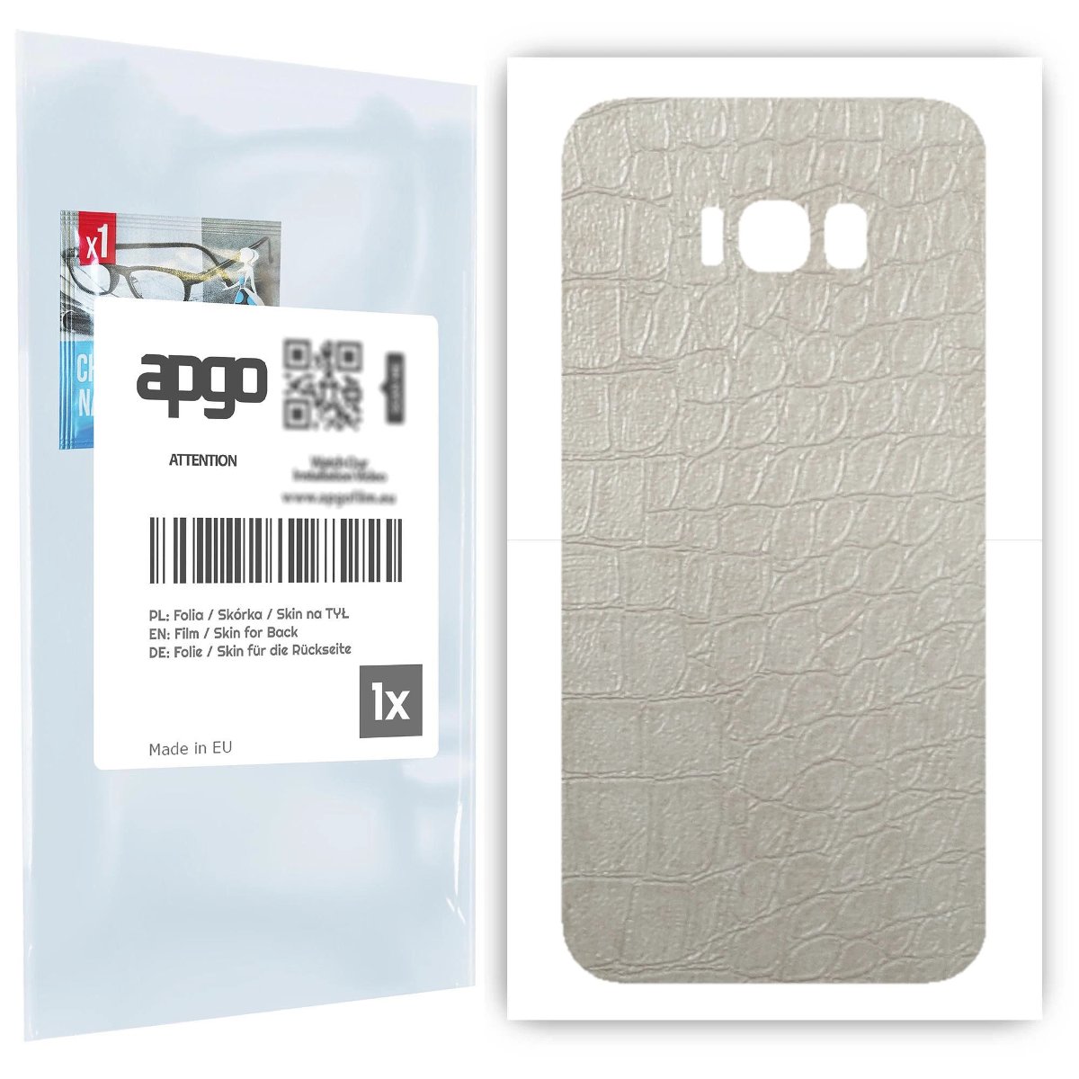 Folia naklejka skórka strukturalna na TYŁ do Samsung Galaxy S8+ -  Skóra Krokodyla Biała - apgo SKINS