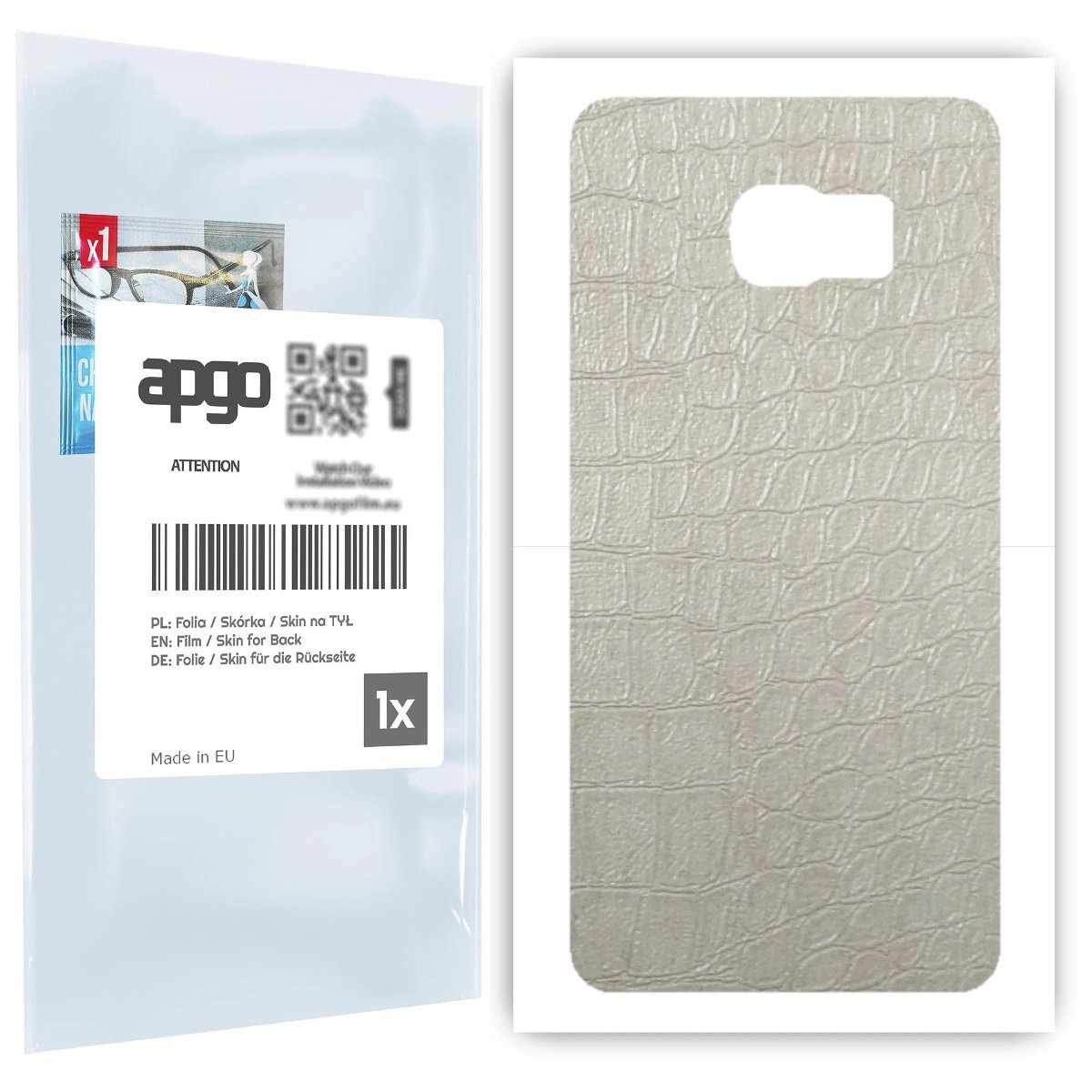 Folia naklejka skórka strukturalna na TYŁ do Samsung Galaxy S6 Edge+ SM-G928F -  Skóra Krokodyla Biała - apgo SKINS