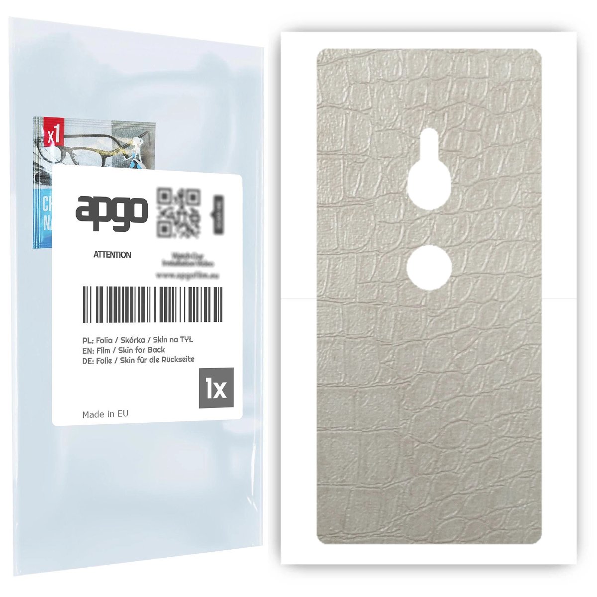 Folia naklejka skórka strukturalna na TYŁ do Sony Xperia XZ2 -  Skóra Krokodyla Biała - apgo SKINS