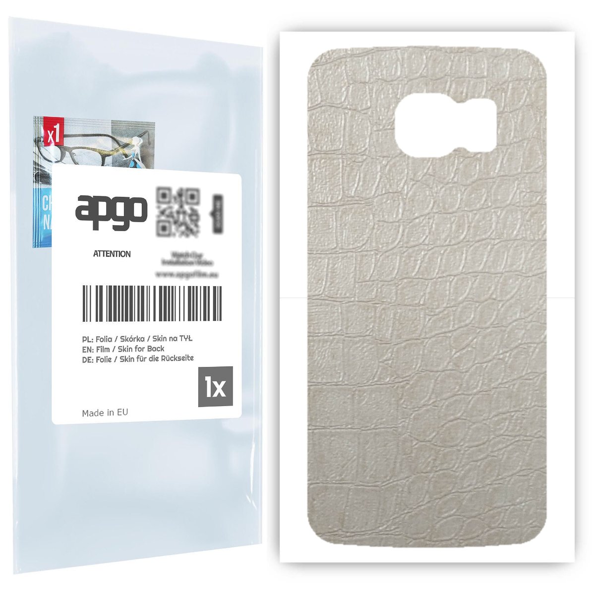 Folia naklejka skórka strukturalna na TYŁ do Samsung Galaxy S6 G920 -  Skóra Krokodyla Biała - apgo SKINS