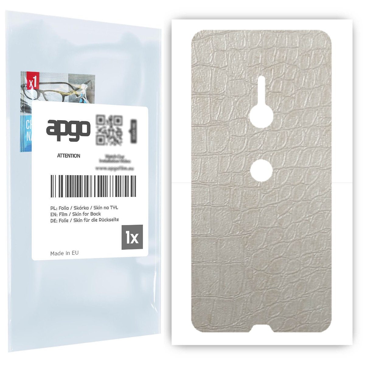 Folia naklejka skórka strukturalna na TYŁ do Sony Xperia XZ3 -  Skóra Krokodyla Biała - apgo SKINS
