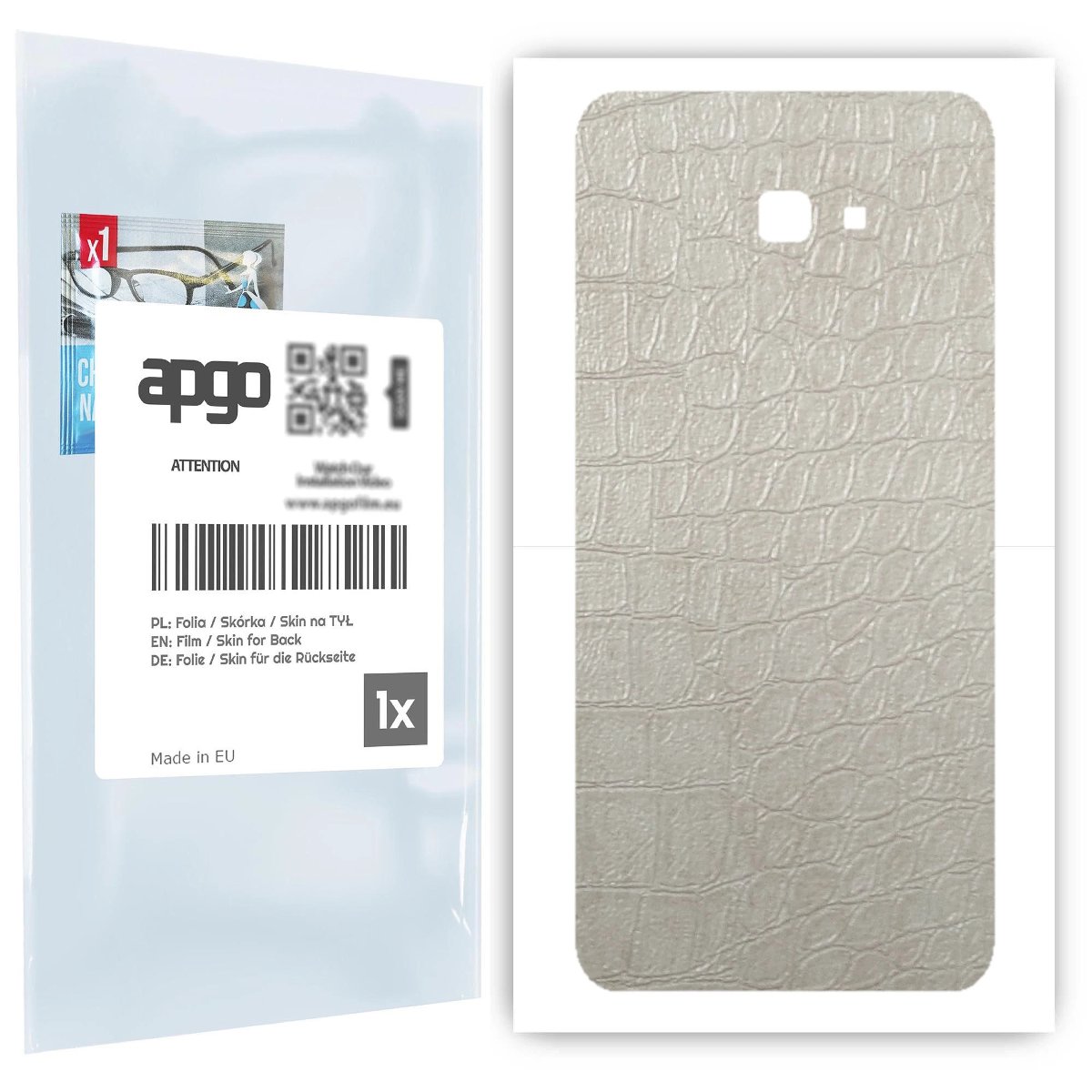 Folia naklejka skórka strukturalna na TYŁ do Samsung Galaxy J4+ -  Skóra Krokodyla Biała - apgo SKINS