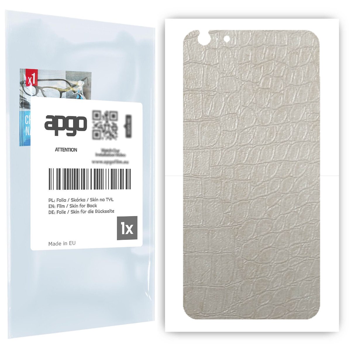 Folia naklejka skórka strukturalna na TYŁ do Apple iPhone 6s Plus -  Skóra Krokodyla Biała - apgo SKINS