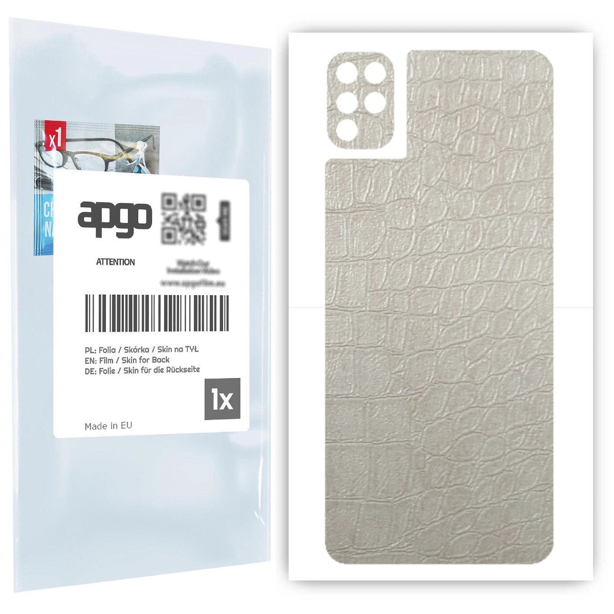 Folia naklejka skórka strukturalna na TYŁ do LG K42 -  Skóra Krokodyla Biała - apgo SKINS