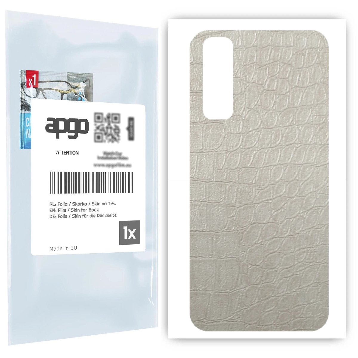 Folia naklejka skórka strukturalna na TYŁ do Realme 7 -  Skóra Krokodyla Biała - apgo SKINS