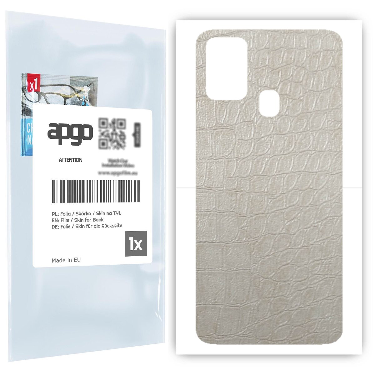 Folia naklejka skórka strukturalna na TYŁ do Samsung Galaxy M21s -  Skóra Krokodyla Biała - apgo SKINS