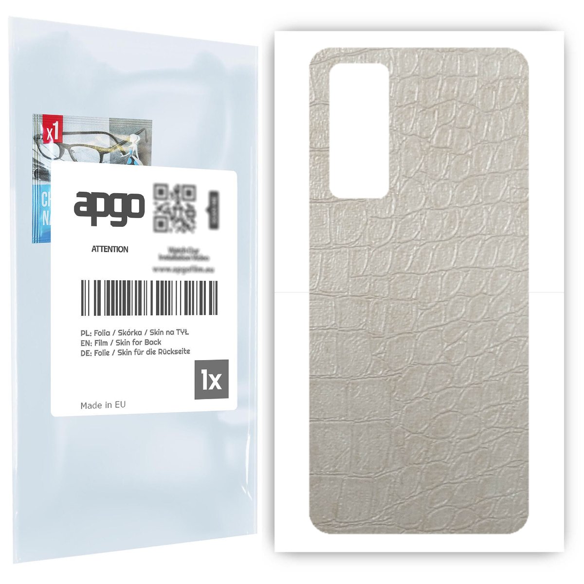 Folia naklejka skórka strukturalna na TYŁ do Huawei P Smart 2021 NFC -  Skóra Krokodyla Biała - apgo SKINS
