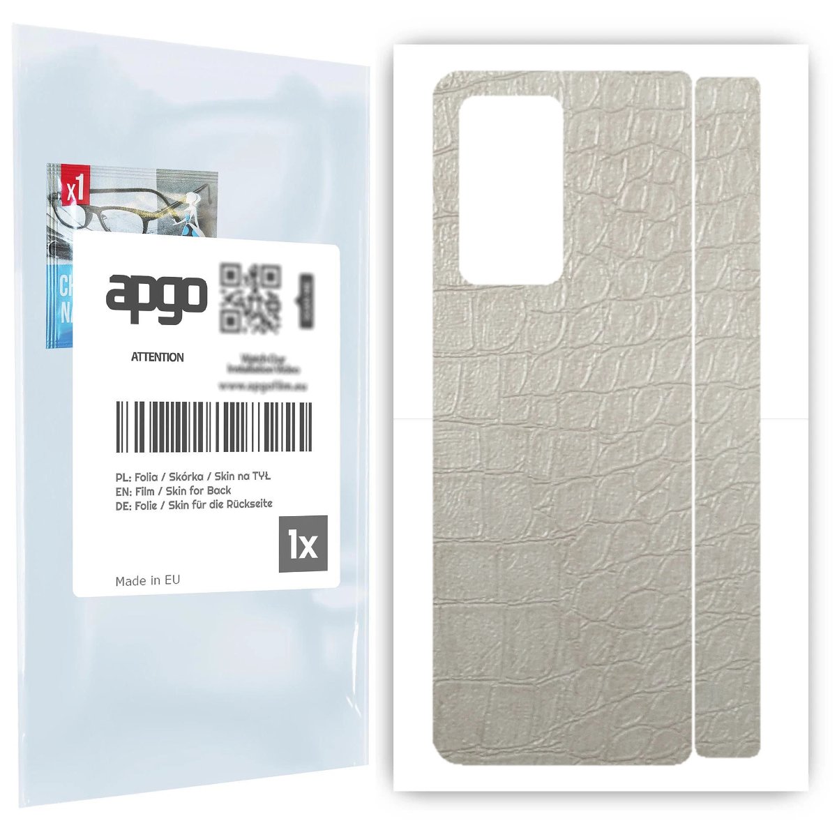 Folia naklejka skórka strukturalna na TYŁ do Samsung Galaxy Z Fold 2 -  Skóra Krokodyla Biała - apgo SKINS