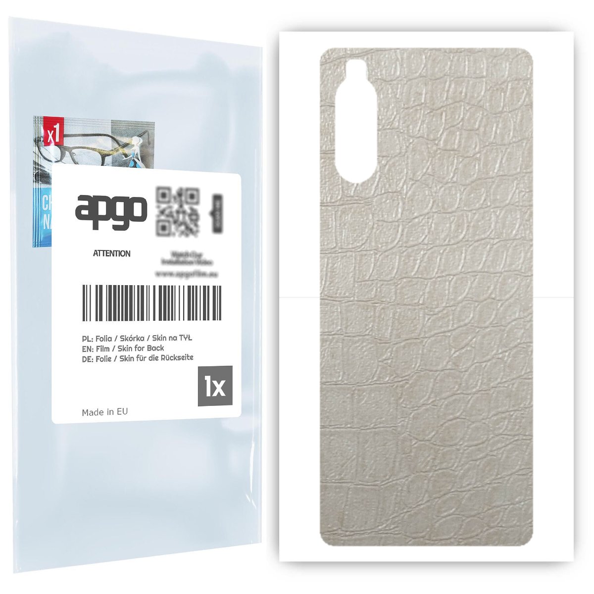 Folia naklejka skórka strukturalna na TYŁ do Sony Xperia 10 III -  Skóra Krokodyla Biała - apgo SKINS
