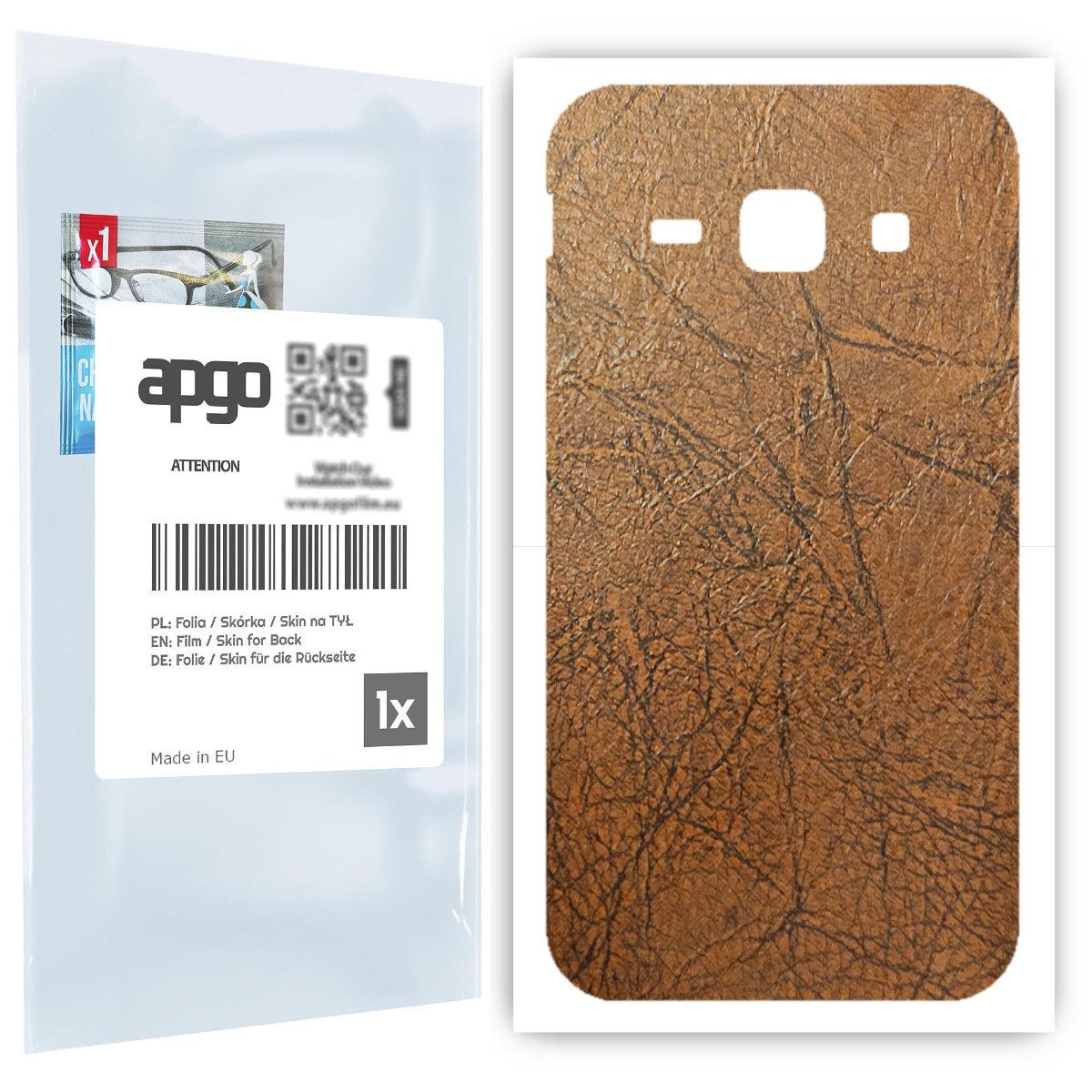 Folia naklejka skórka strukturalna na TYŁ do Samsung Galaxy J1 (2016) -  Skóra Vintage - apgo SKINS