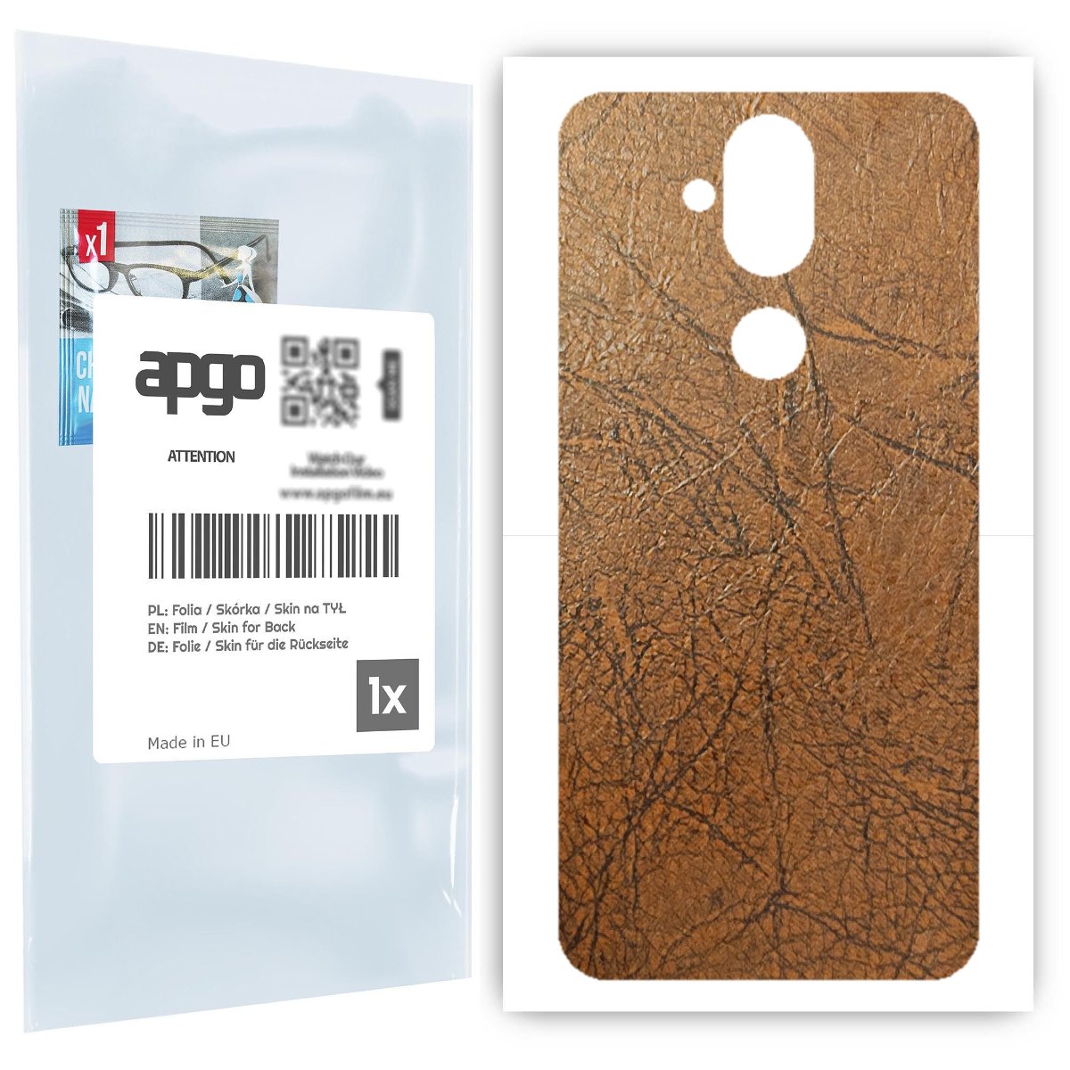 Folia naklejka skórka strukturalna na TYŁ do Nokia 8.1 (Nokia X7) -  Skóra Vintage - apgo SKINS