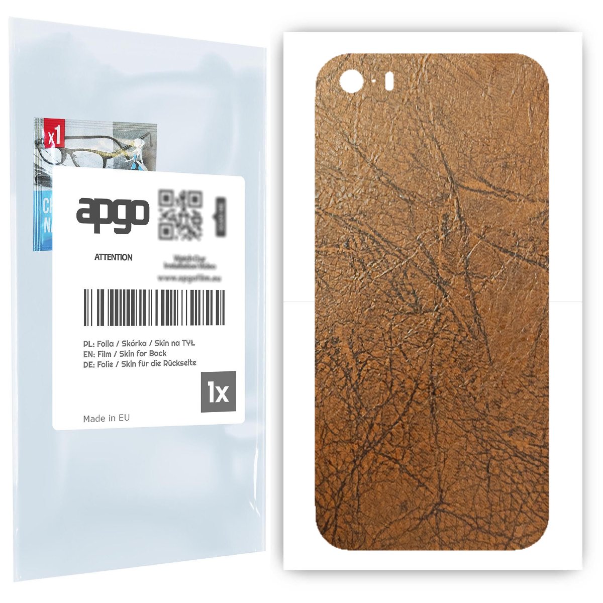 Folia naklejka skórka strukturalna na TYŁ do Apple iPhone SE (2016 pierwszy model) -  Skóra Vintage - apgo SKINS