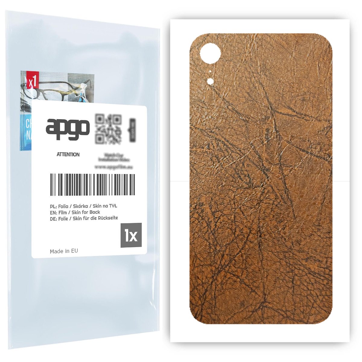 Folia naklejka skórka strukturalna na TYŁ do Apple iPhone XR -  Skóra Vintage - apgo SKINS