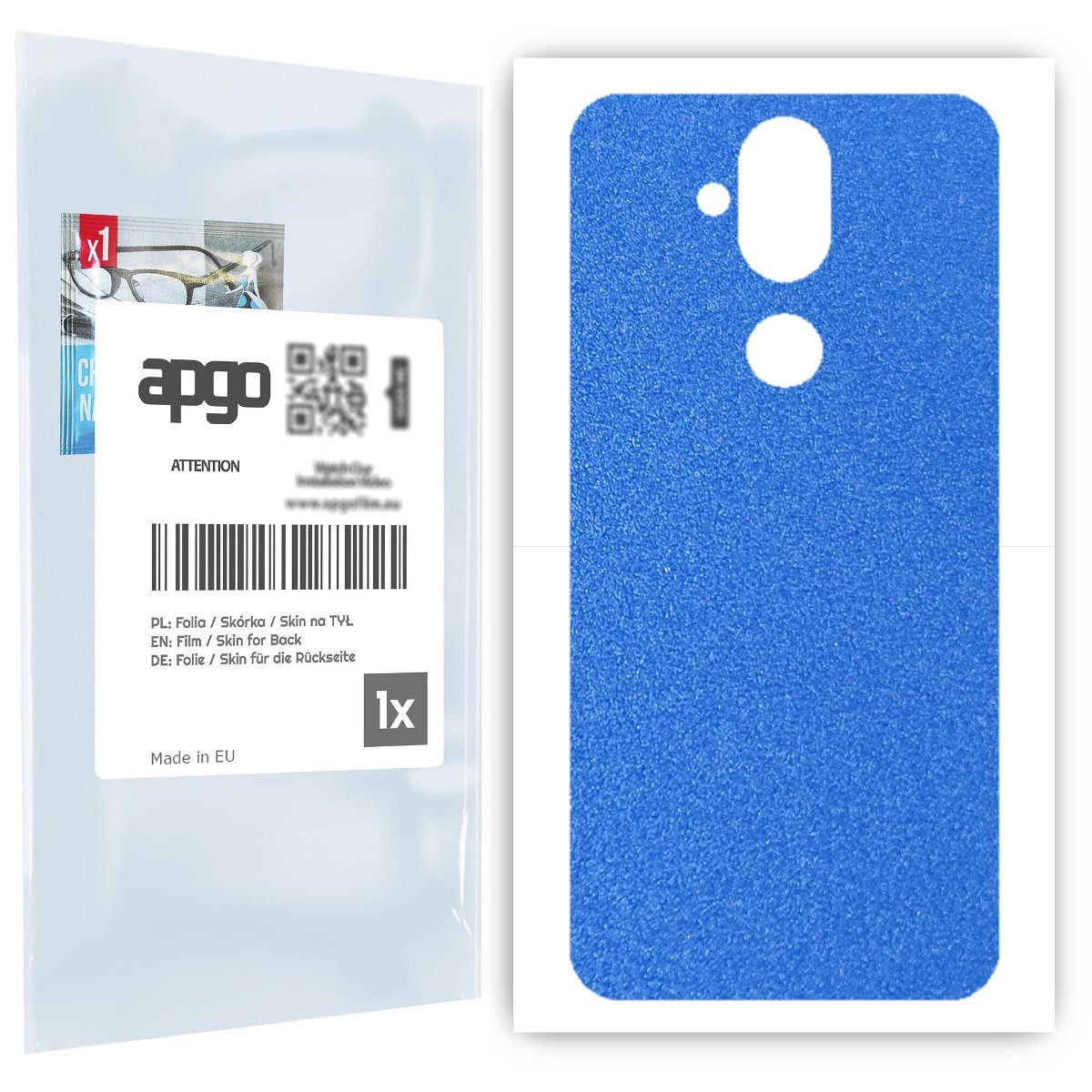 Folia naklejka skórka strukturalna na TYŁ do Nokia 8.1 (Nokia X7) -  Niebieski Pastel Matowy Chropowaty Baranek - apgo SKINS