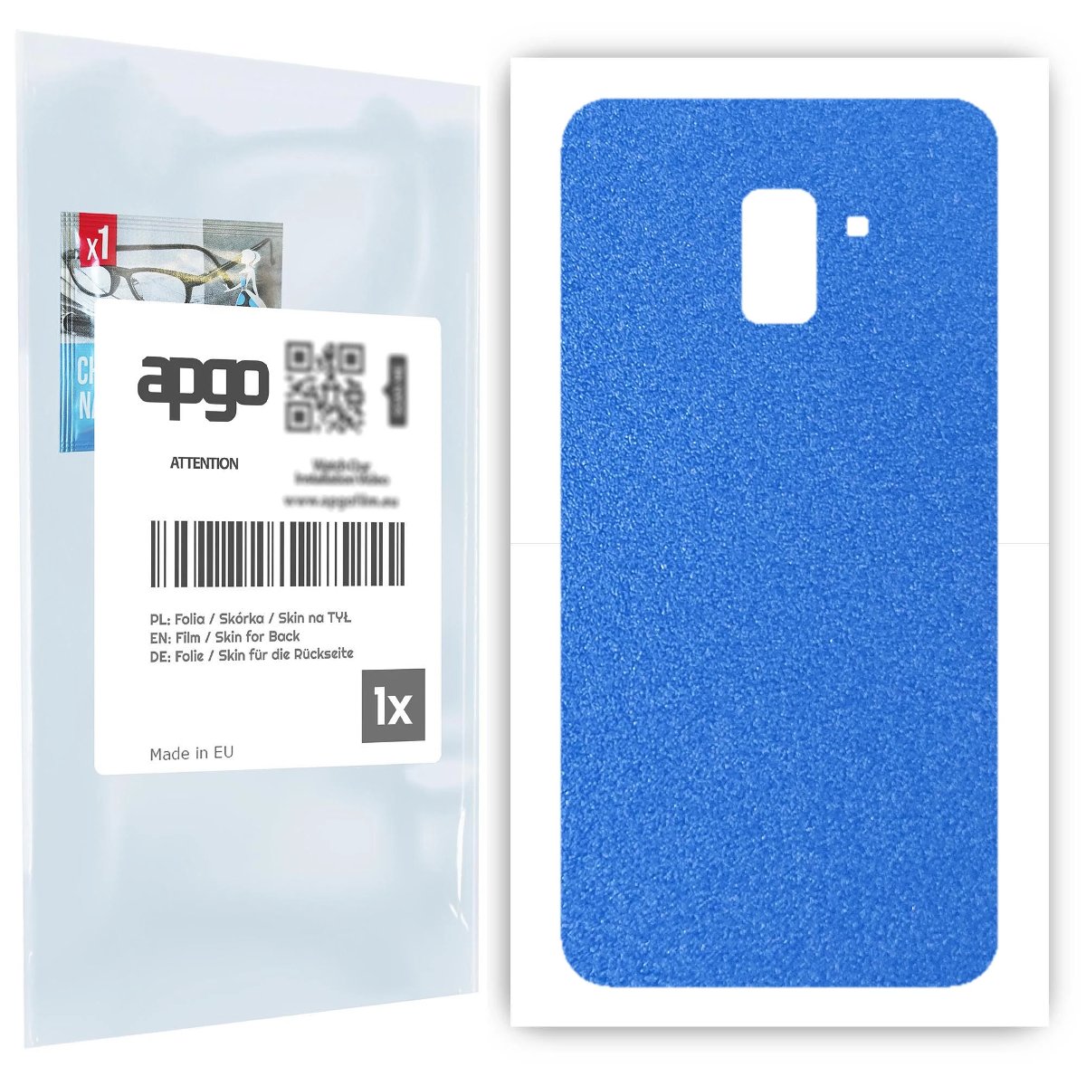 Folia naklejka skórka strukturalna na TYŁ do Samsung Galaxy A8+ (2018) -  Niebieski Pastel Matowy Chropowaty Baranek - apgo SKINS