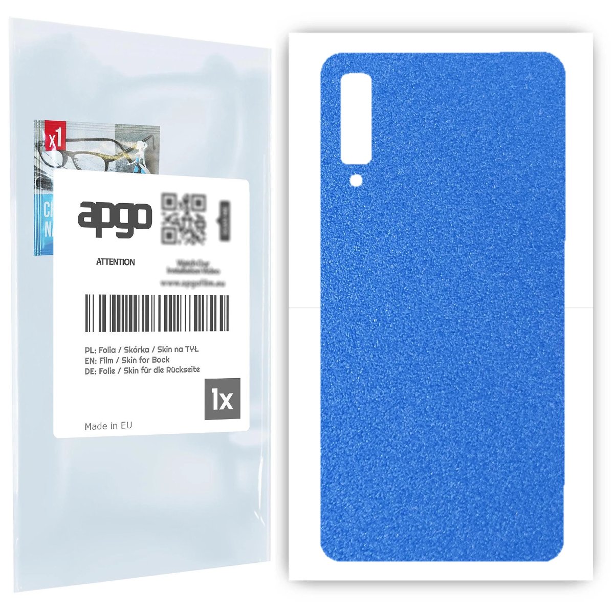 Folia naklejka skórka strukturalna na TYŁ do Samsung Galaxy A7 (2018) -  Niebieski Pastel Matowy Chropowaty Baranek - apgo SKINS