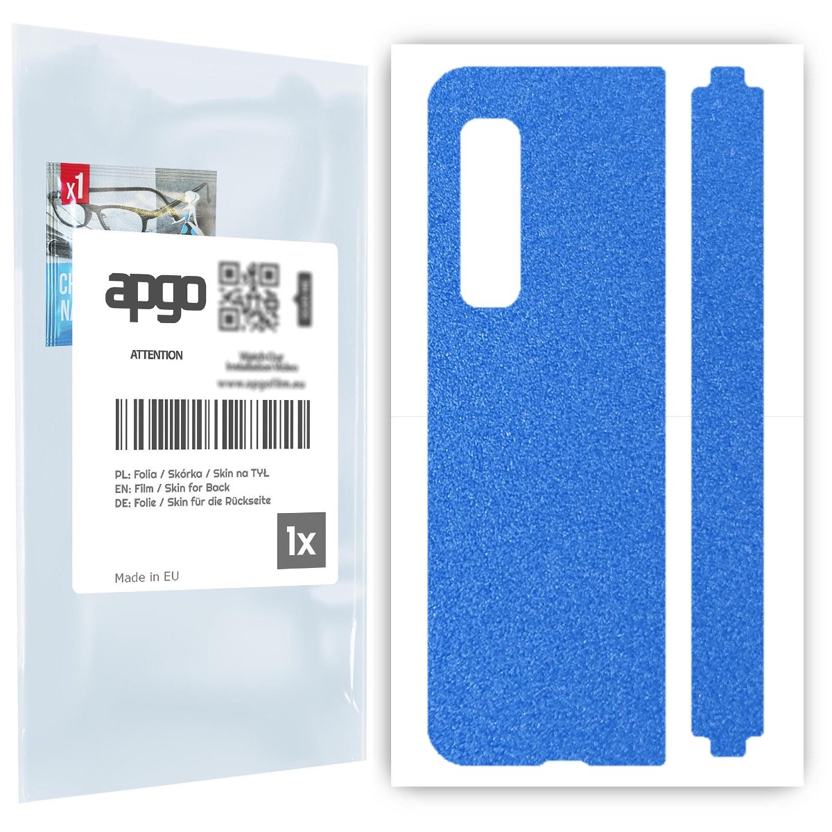 Folia naklejka skórka strukturalna na TYŁ do Samsung Galaxy Fold 5G -  Niebieski Pastel Matowy Chropowaty Baranek - apgo SKINS