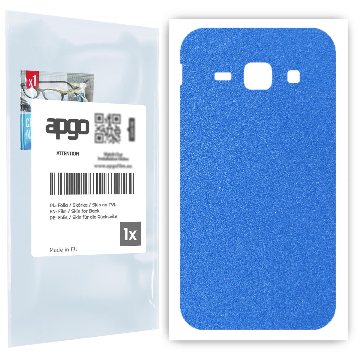 Folia naklejka skórka strukturalna na TYŁ do Samsung Galaxy J1 (2016) -  Niebieski Pastel Matowy Chropowaty Baranek - apgo SKINS