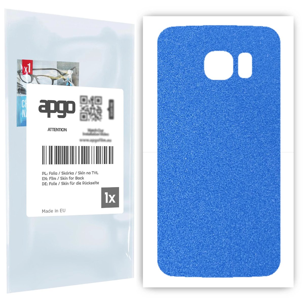 Folia naklejka skórka strukturalna na TYŁ do Samsung Galaxy S6 Edge SM-G925F -  Niebieski Pastel Matowy Chropowaty Baranek - apgo SKINS