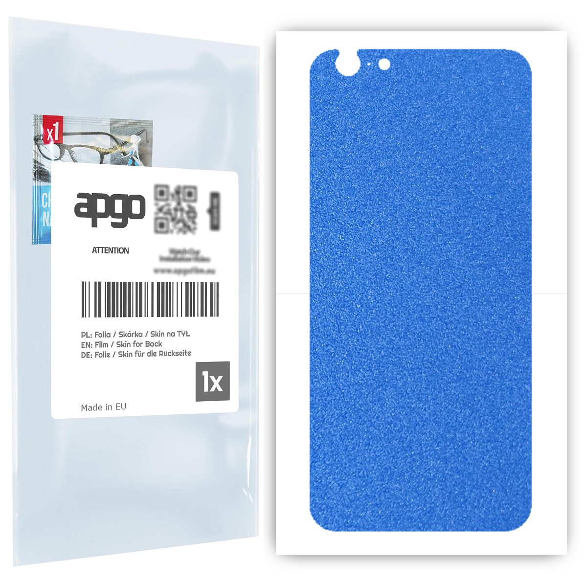 Folia naklejka skórka strukturalna na TYŁ do Apple iPhone 6 -  Niebieski Pastel Matowy Chropowaty Baranek - apgo SKINS