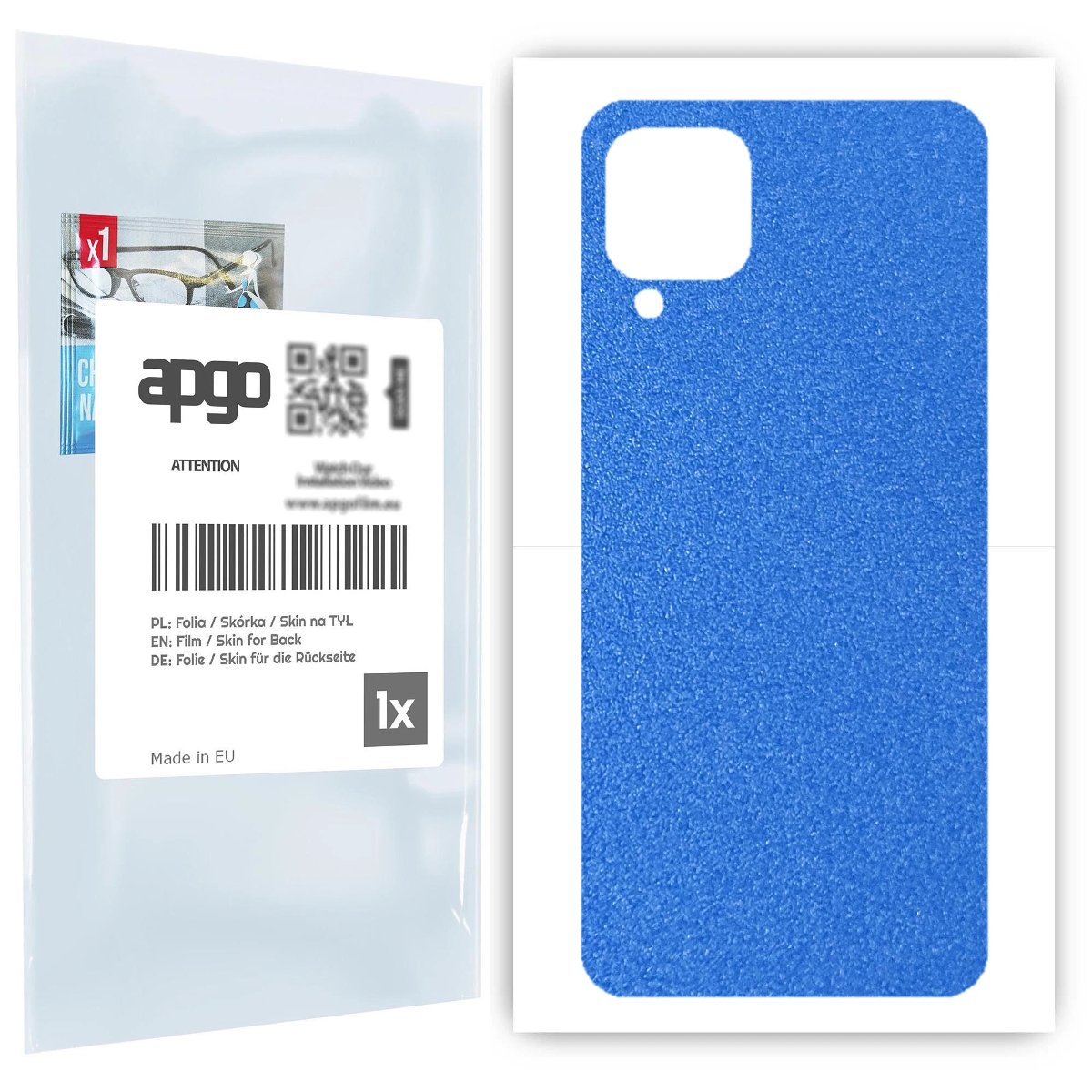 Folia naklejka skórka strukturalna na TYŁ do Samsung Galaxy M12 -  Niebieski Pastel Matowy Chropowaty Baranek - apgo SKINS