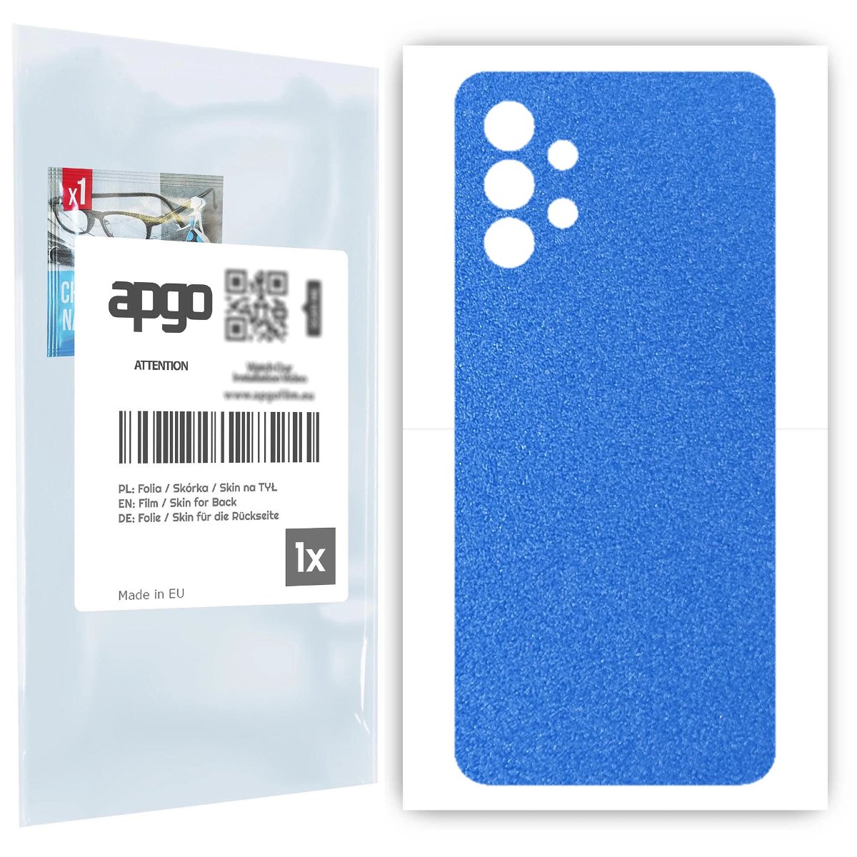 Folia naklejka skórka strukturalna na TYŁ do Samsung Galaxy A32 4G -  Niebieski Pastel Matowy Chropowaty Baranek - apgo SKINS
