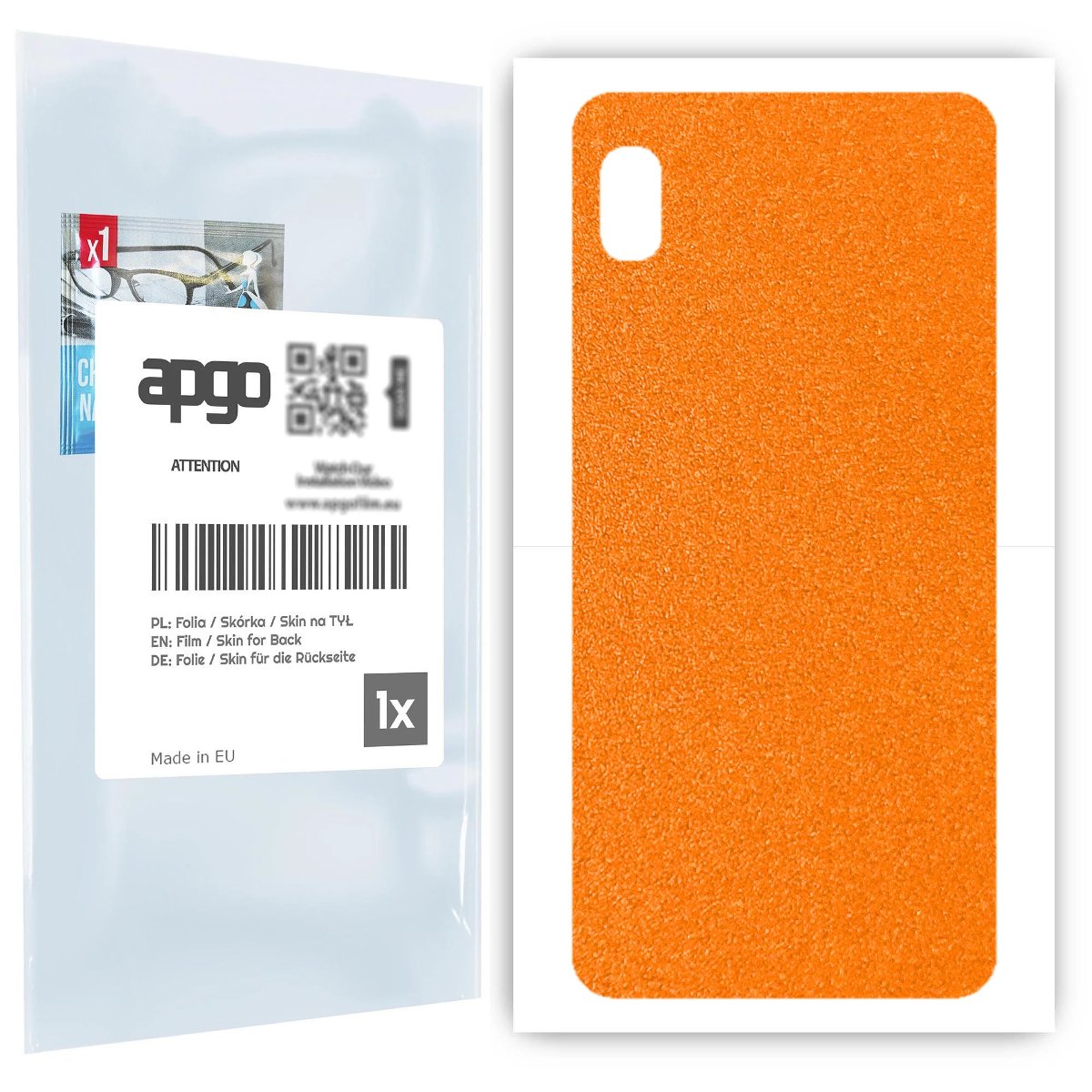 Folia naklejka skórka strukturalna na TYŁ do Samsung Galaxy A10 -  Pomarańczowy Pastel Matowy Chropowaty Baranek - apgo SKINS