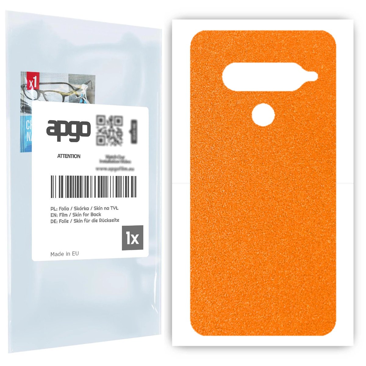 Folia naklejka skórka strukturalna na TYŁ do LG G8S ThinQ -  Pomarańczowy Pastel Matowy Chropowaty Baranek - apgo SKINS