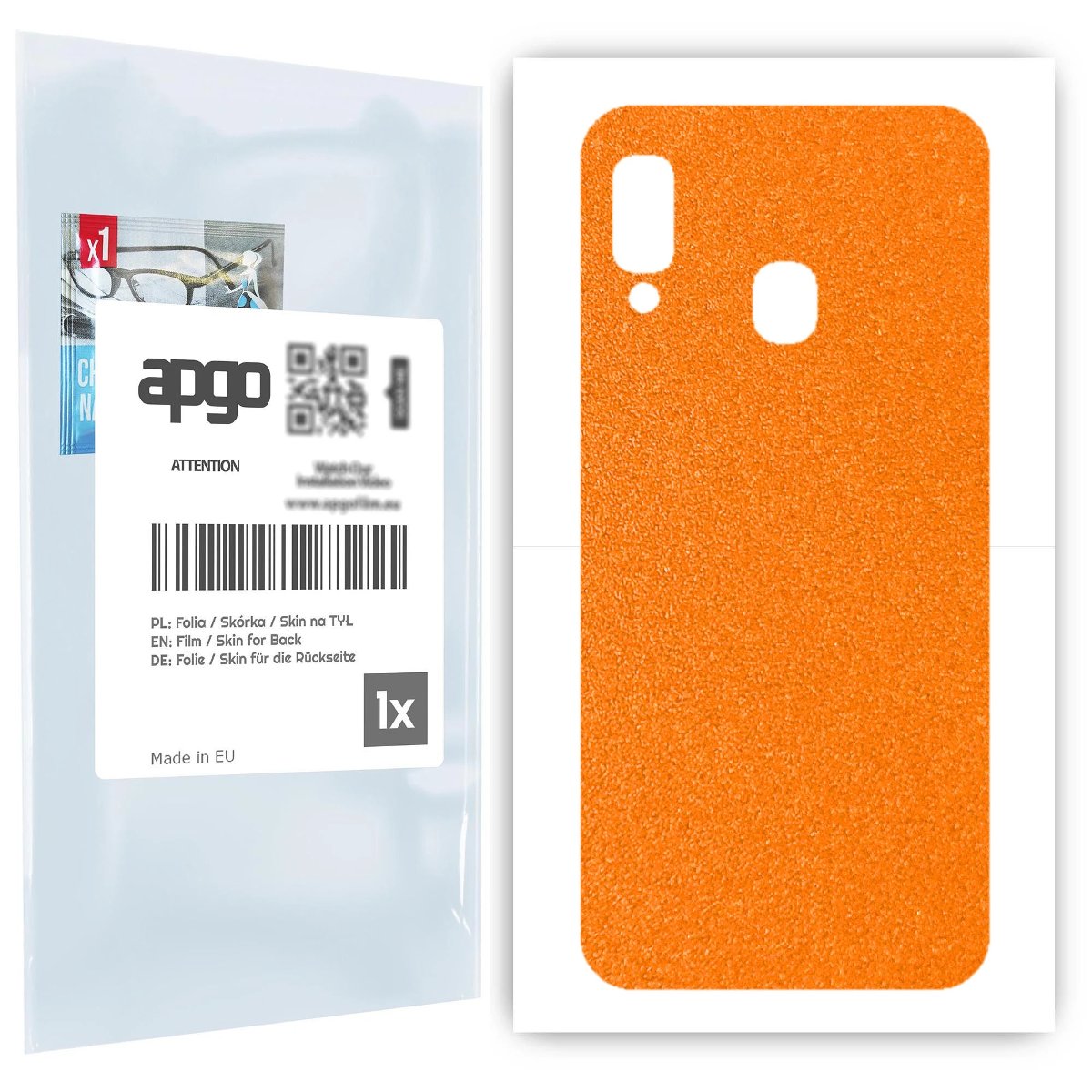 Folia naklejka skórka strukturalna na TYŁ do Samsung Galaxy A20e -  Pomarańczowy Pastel Matowy Chropowaty Baranek - apgo SKINS