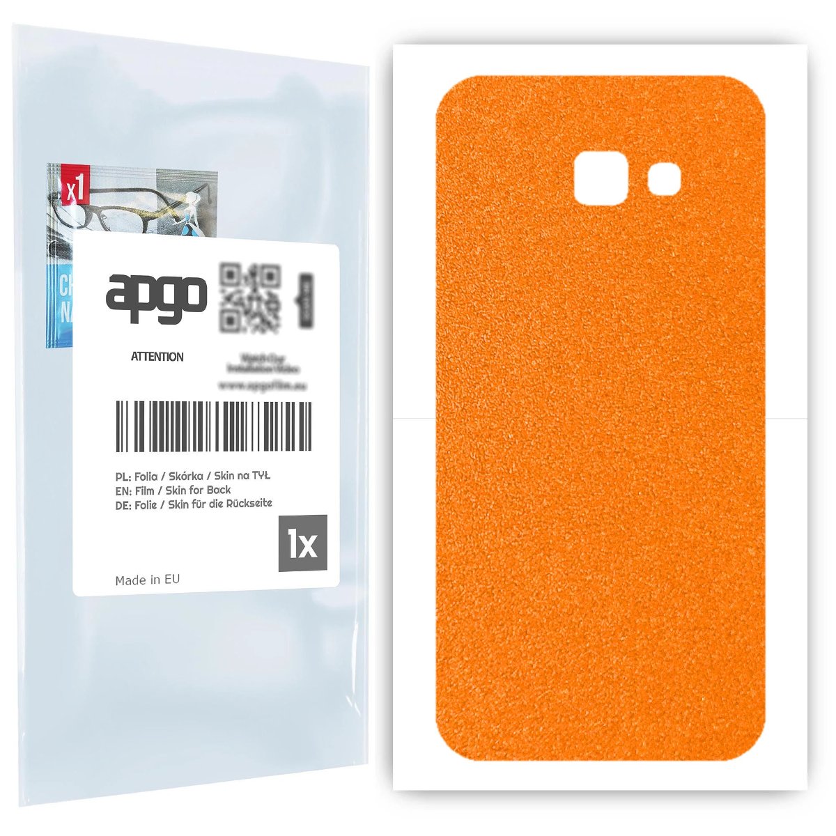 Folia naklejka skórka strukturalna na TYŁ do Samsung Galaxy A5 (2017) -  Pomarańczowy Pastel Matowy Chropowaty Baranek - apgo SKINS