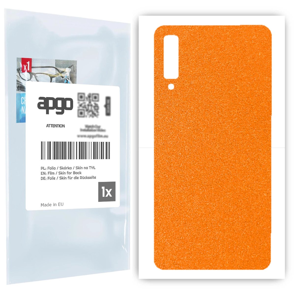 Folia naklejka skórka strukturalna na TYŁ do Samsung Galaxy A7 (2018) -  Pomarańczowy Pastel Matowy Chropowaty Baranek - apgo SKINS