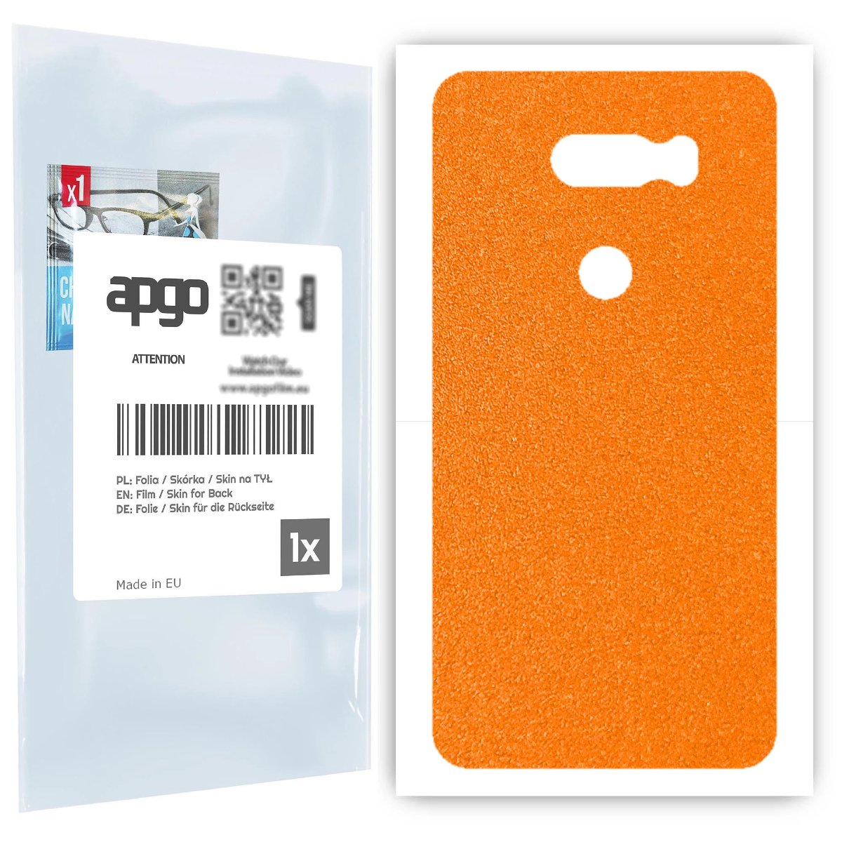 Folia naklejka skórka strukturalna na TYŁ do LG V30 -  Pomarańczowy Pastel Matowy Chropowaty Baranek - apgo SKINS