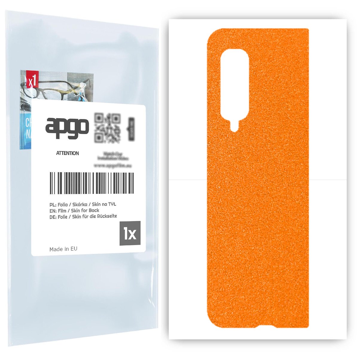 Folia naklejka skórka strukturalna na TYŁ do Samsung Galaxy Fold -  Pomarańczowy Pastel Matowy Chropowaty Baranek - apgo SKINS