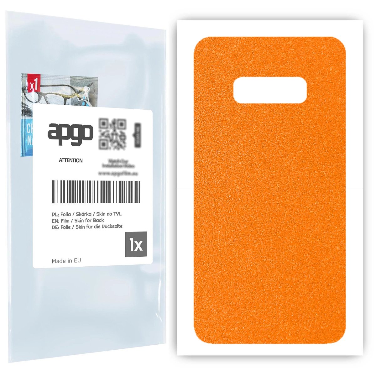 Folia naklejka skórka strukturalna na TYŁ do Samsung Galaxy S10e -  Pomarańczowy Pastel Matowy Chropowaty Baranek - apgo SKINS