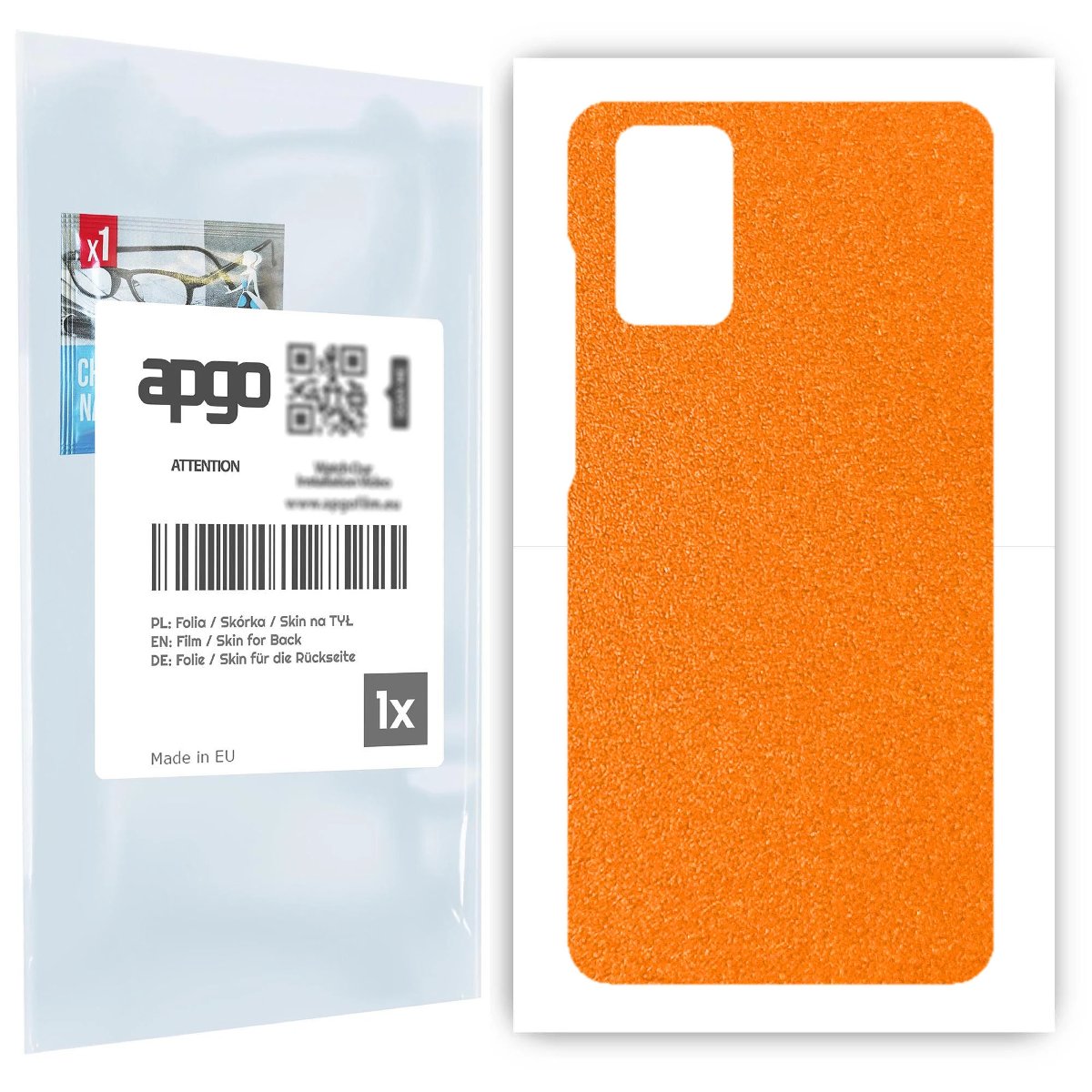 Folia naklejka skórka strukturalna na TYŁ do Samsung Galaxy S20+ -  Pomarańczowy Pastel Matowy Chropowaty Baranek - apgo SKINS