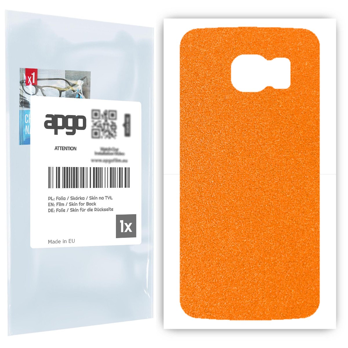 Folia naklejka skórka strukturalna na TYŁ do Samsung Galaxy S6 G920 -  Pomarańczowy Pastel Matowy Chropowaty Baranek - apgo SKINS