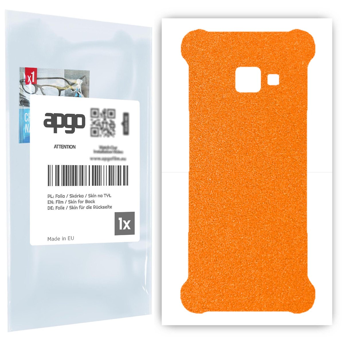 Folia naklejka skórka strukturalna na TYŁ do Samsung Galaxy Xcover 4 -  Pomarańczowy Pastel Matowy Chropowaty Baranek - apgo SKINS