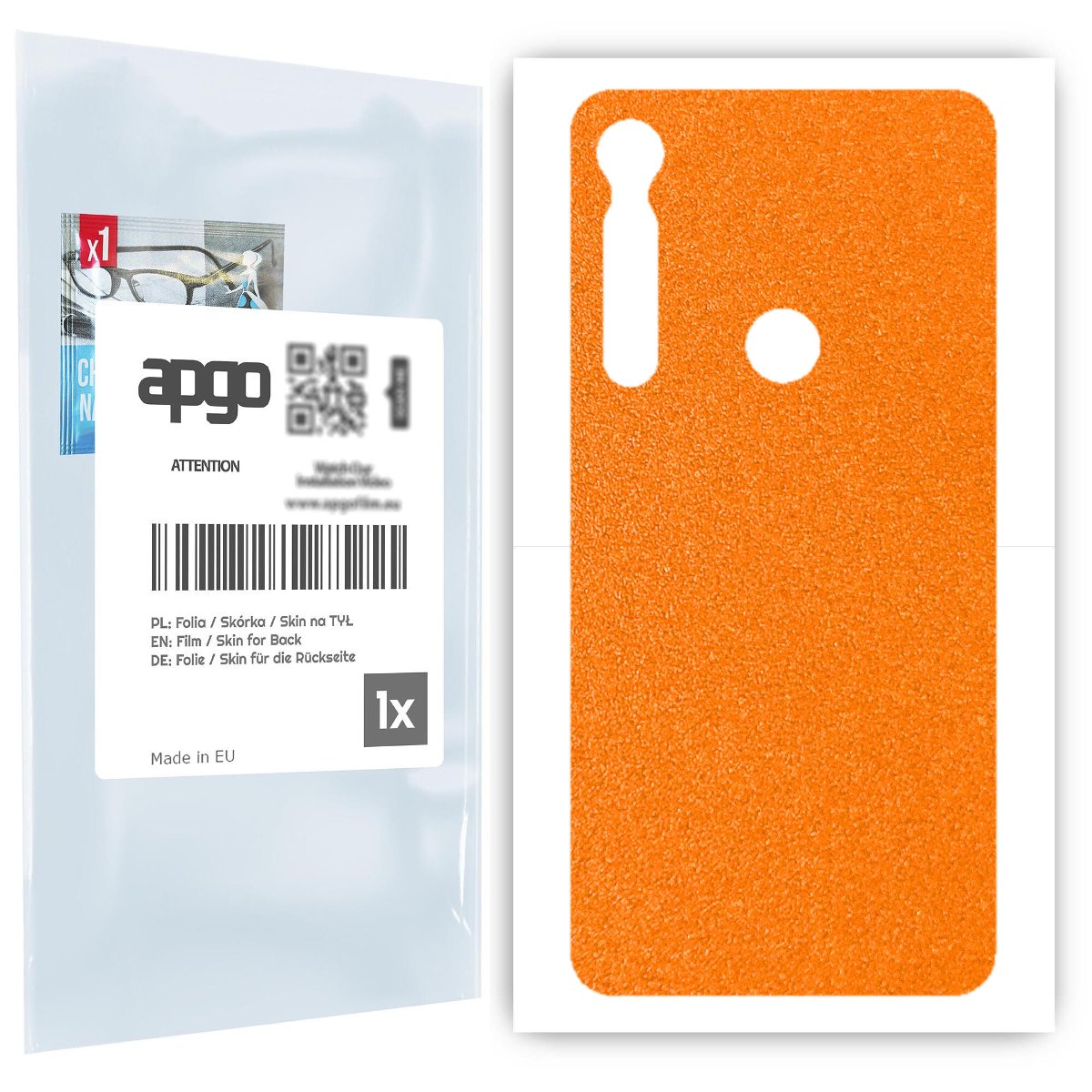 Folia naklejka skórka strukturalna na TYŁ do Motorola One Macro -  Pomarańczowy Pastel Matowy Chropowaty Baranek - apgo SKINS